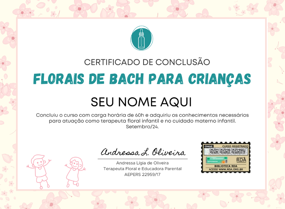 Certificado Curso Florais para Crianças